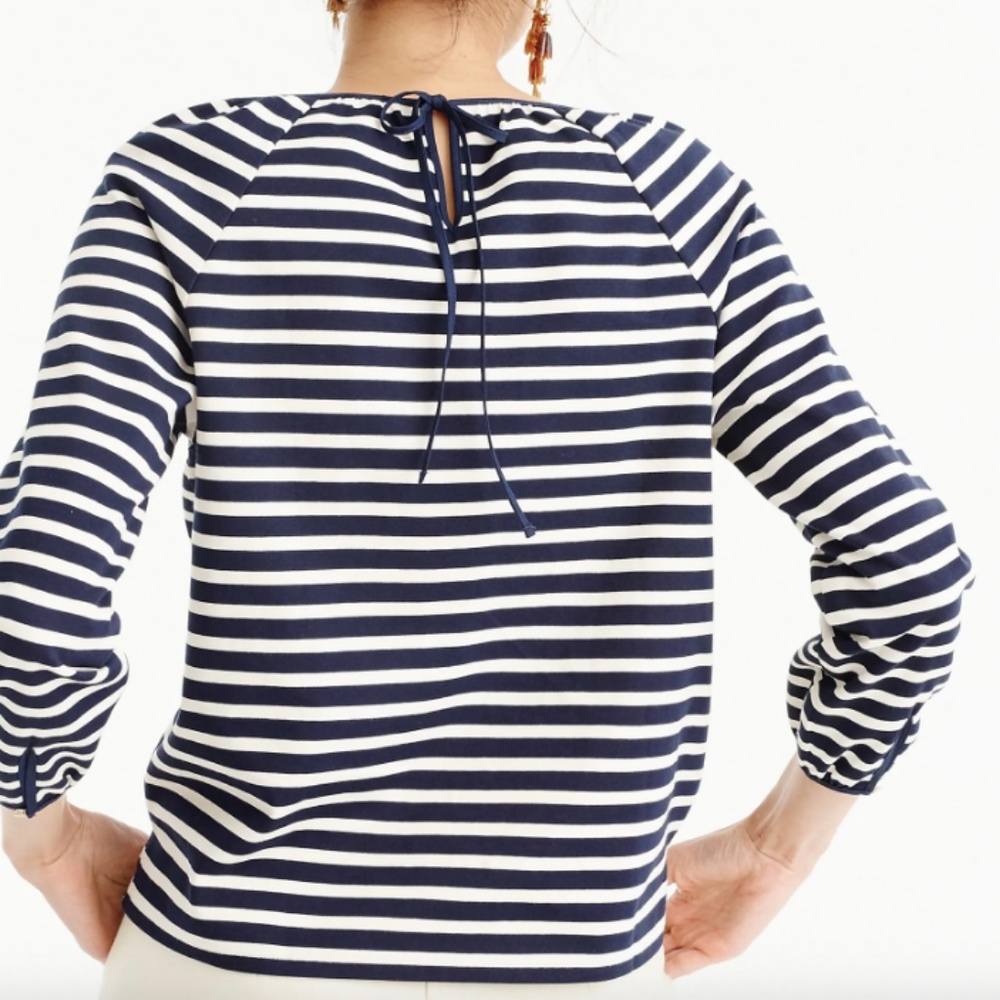 J. Crew Striped Peasant Top in Maroon - Picture 3 of 3